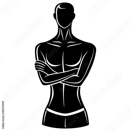 Vector silhouette of a mannequin with arms crossed in front of the chest