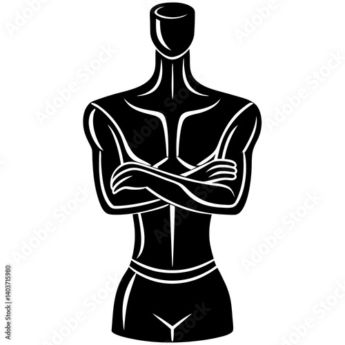 Vector silhouette of a mannequin with arms crossed in front of the chest
