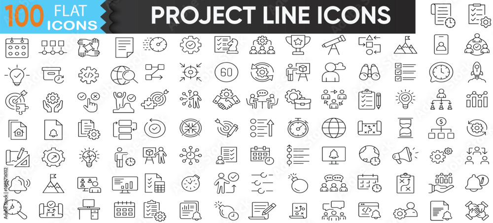 Project Management Line Icon Collection – Includes Planning, Scheduling, Leadership, Goals, and Target Icons. Simple, Clean, Editable Vector Set Project Management Line Icon Collection – Includes Planning, Scheduling, Leadership, Goals, and Target Icons. Simple, Clean, Editable Vector Set