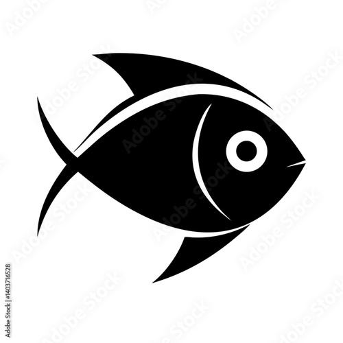 A vector illustration depicts a cartoon fish, a marine animal from the ocean