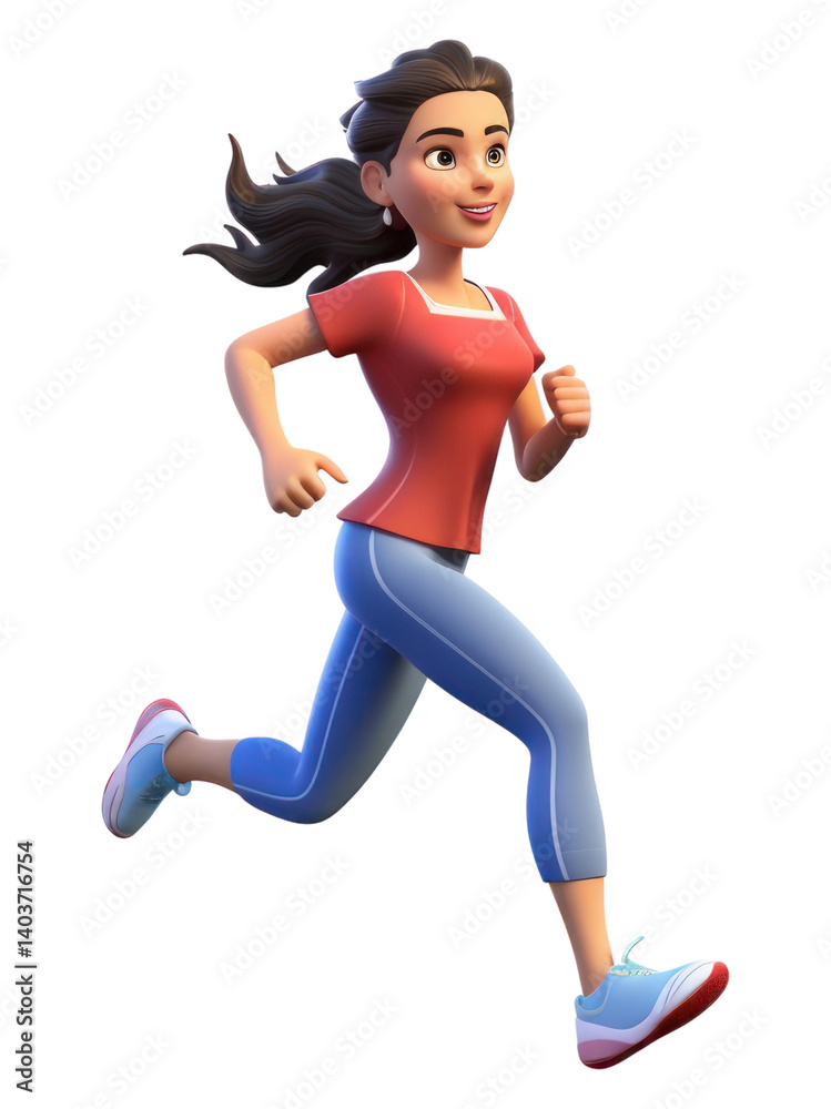 Fototapeta premium PNG Jogging running cartoon female.