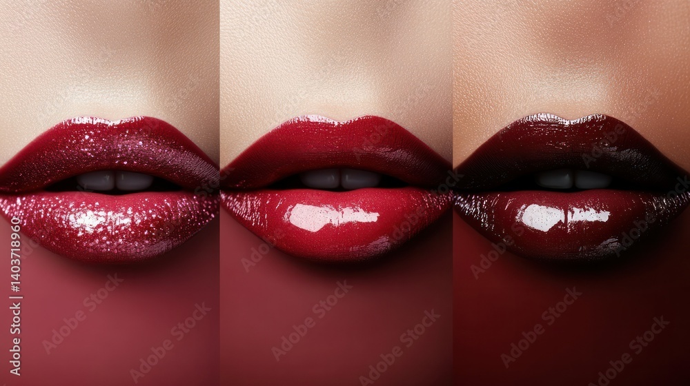 Fototapeta premium Lipstick swatches on different lip colors