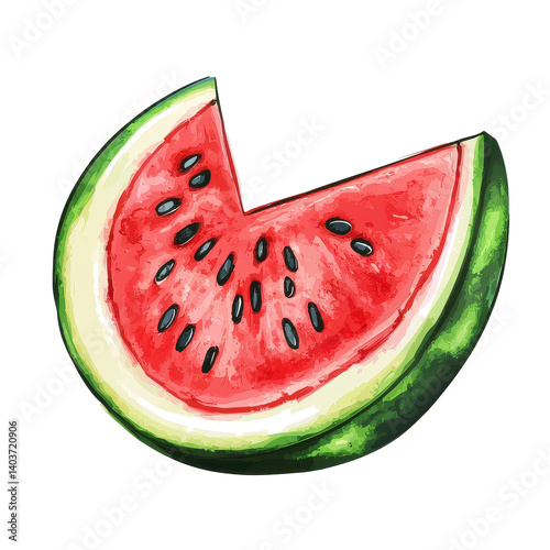 Fresh watermelon slice isolated on Transparent background for summer fruit decoration or healthy snack ideas, watermelon slice isolated on PNG background