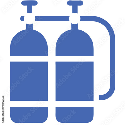 Oxygen tank, safety equipment, medical use, blue silhouette