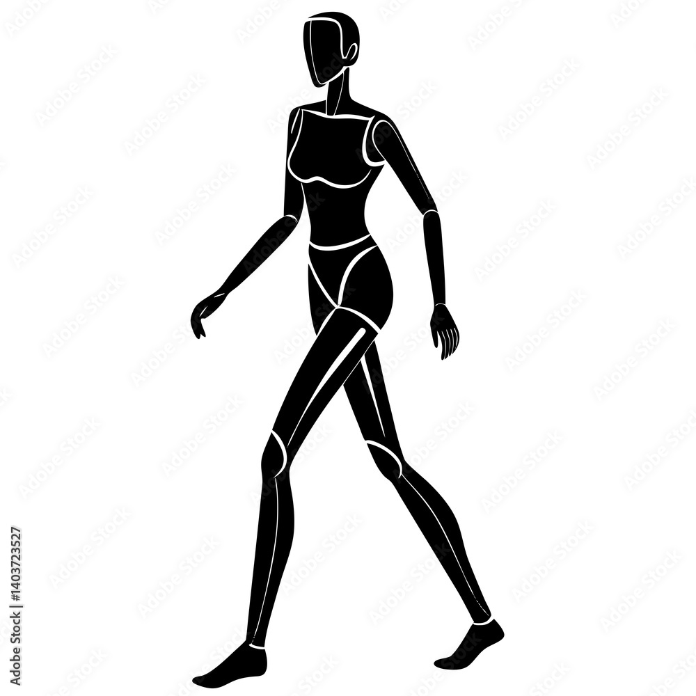 Vector silhouette of a mannequin in a walking pose Vector silhouette of a mannequin in a walking pose