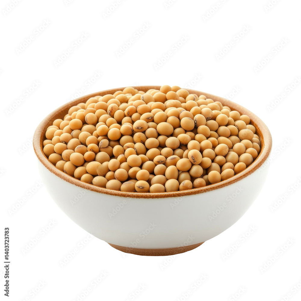 Fresh soybeans in a wooden bowl set against a clean Transparent background, Soybeans in white bowl isolated on PNG background Fresh soybeans in a wooden bowl set against a clean Transparent background, Soybeans in white bowl isolated on PNG background