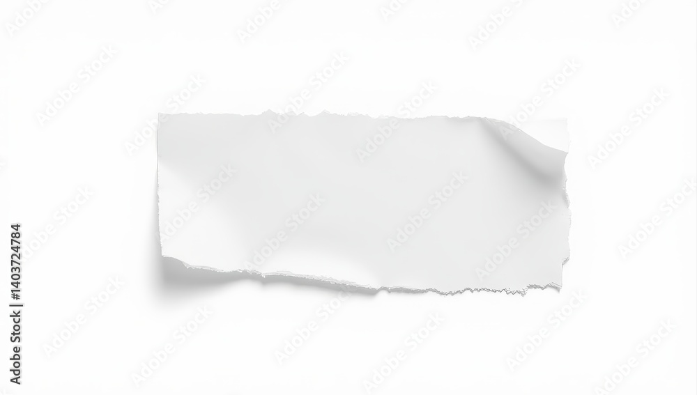 Torn White Paper Piece, Blank Space for Text or Design Torn White Paper Piece, Blank Space for Text or Design