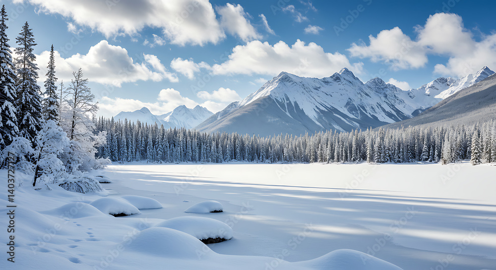 Winter's Embrace: Silent Peaks, Sunlit Snow AI Generated Winter's Embrace: Silent Peaks, Sunlit Snow AI Generated