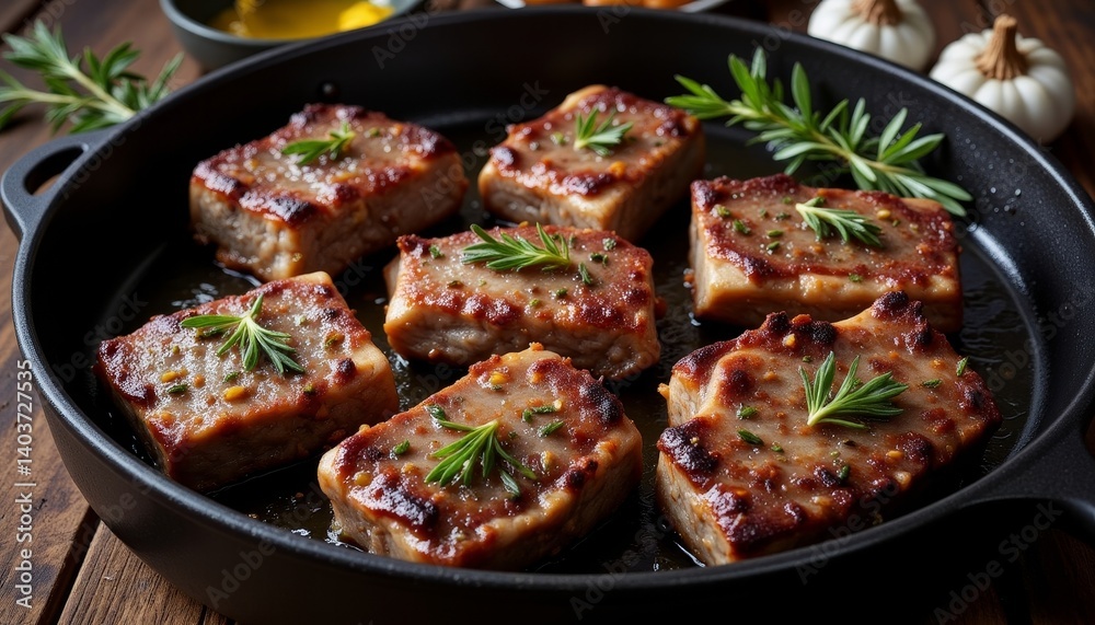 Tender oven-braised short ribs in cast iron skillet, culinary delight Tender oven-braised short ribs in cast iron skillet, culinary delight