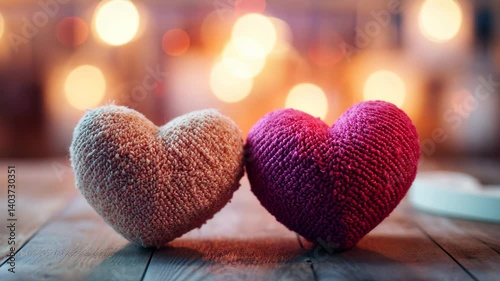 Hearts on blurred Background banner. Bokeh wallpaper. Love Concept. Premium