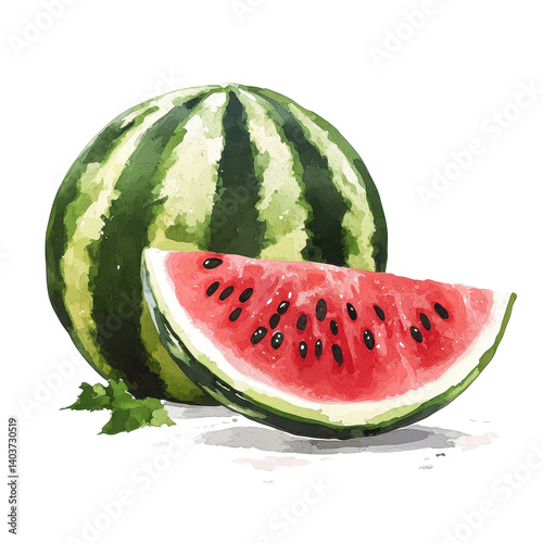 Fresh watermelon slices on Transparent background with vibrant colors and natural textures for summer enjoyment, watermelon isolated PNG background
