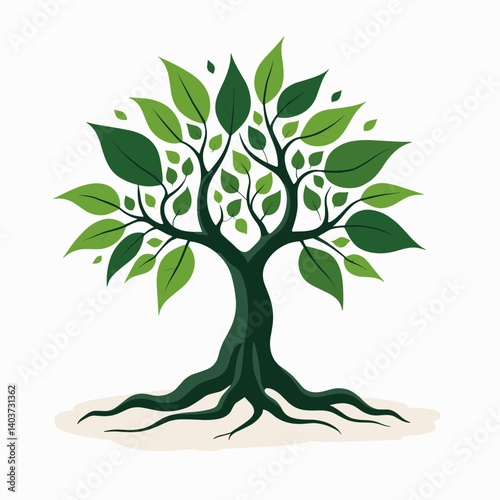 vibrant green tree with lush leaves  nature illustration