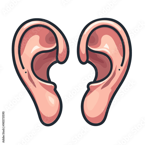 cartoon pink ears  cute illustration of human ear anatomy