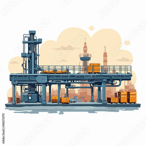industrial factory with machinery and storage tanks