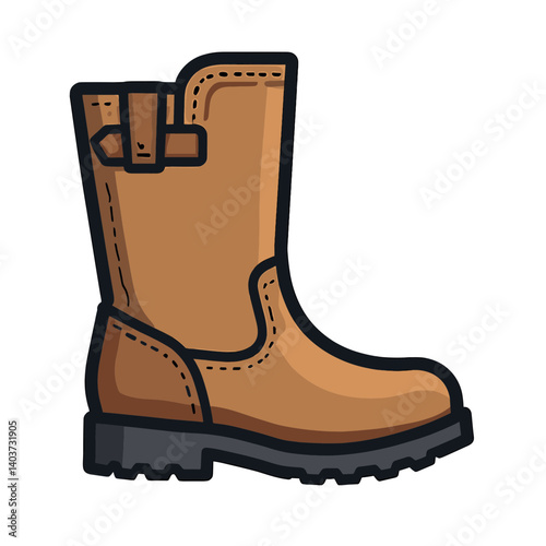 brown leather work boot with white laces