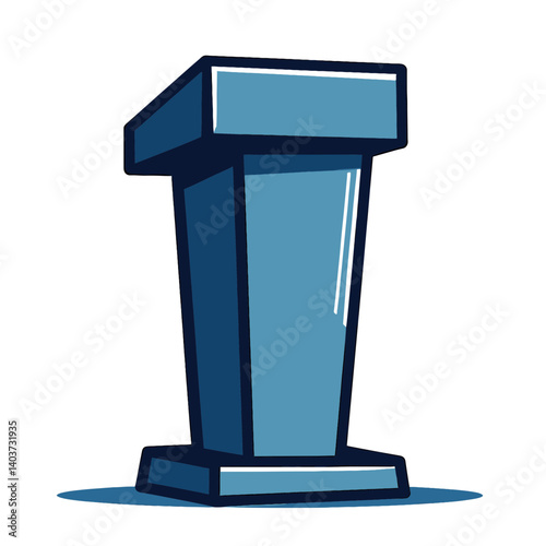 blue podium with microphone  speech presentation icon