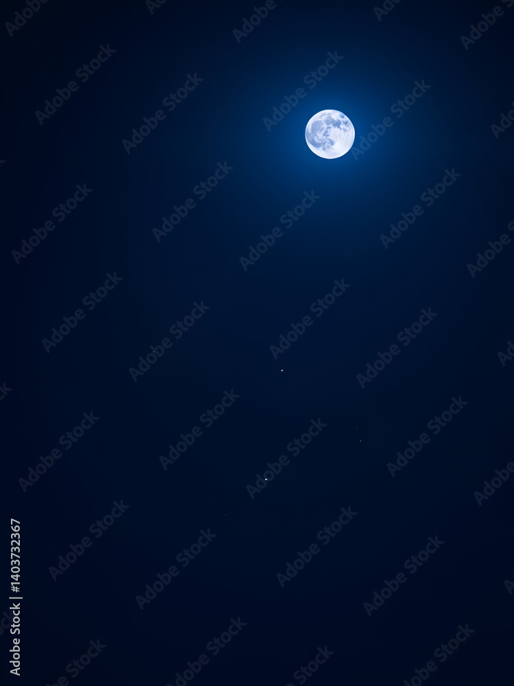 Naklejka premium Night sky with a rare blue moon and twinkling stars