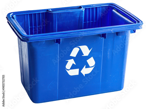 A vivid blue recycling bin embodying environmental consciousness and action