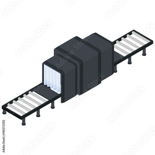 Isometric Airport Security Scanner Vector Illustration