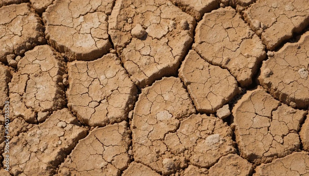 Fototapeta premium Cracked Earth Arid Landscape Texture, Dry Soil, Drought