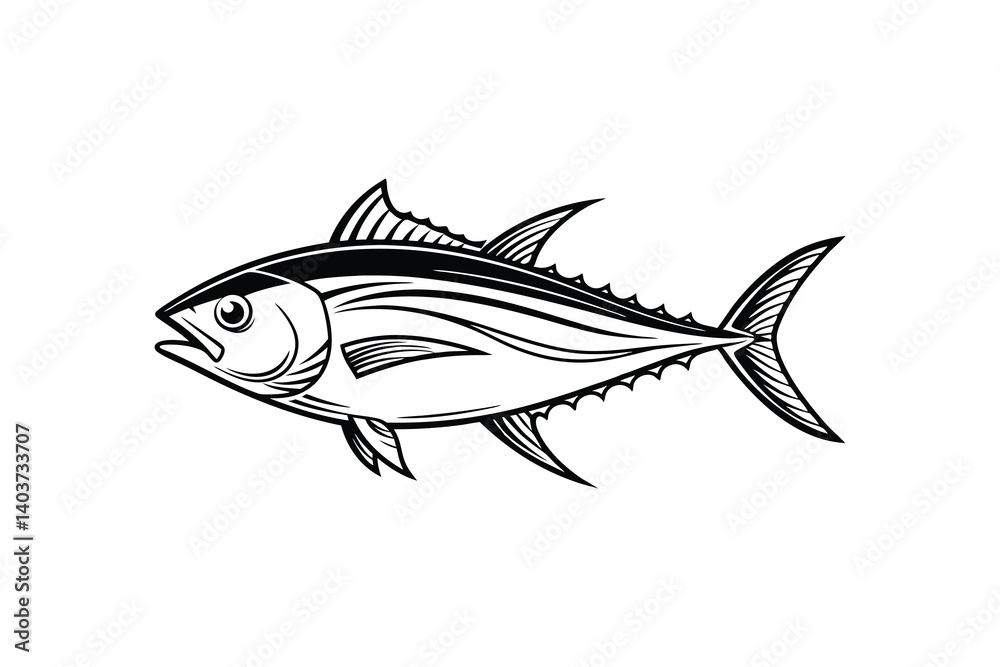 Fototapeta premium Tuna fish vector on a white background