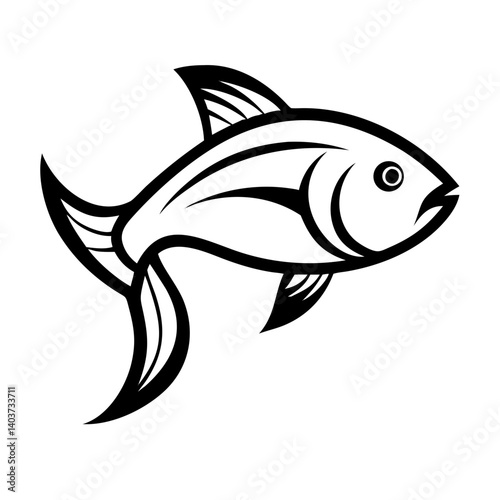 fish, vector illustration depicts a swimming fish, a marine animal from the sea.