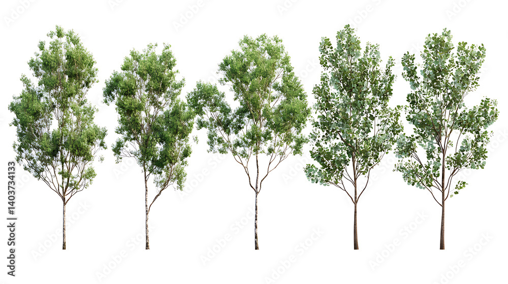 Obraz premium Isolated Eucalyptus Trees Set