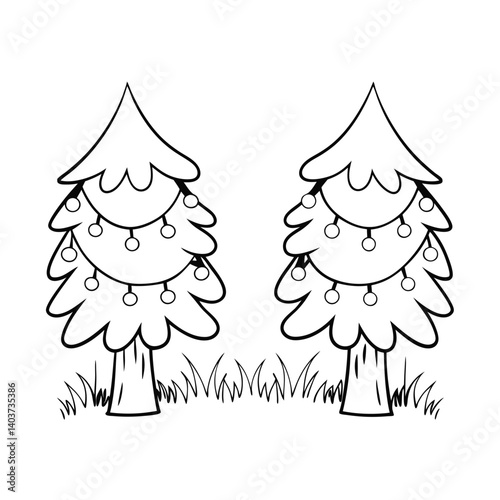 Cute Christmas Moon with Face Add Grass and a Tree  