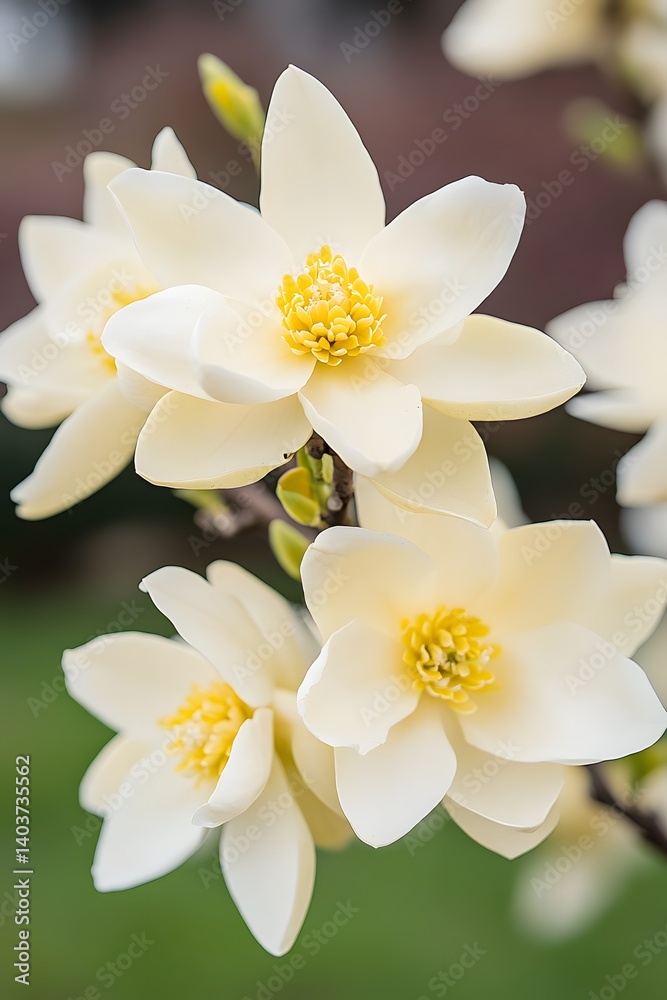 Obraz premium Closeup of Creamy White Magnolia Blossoms
