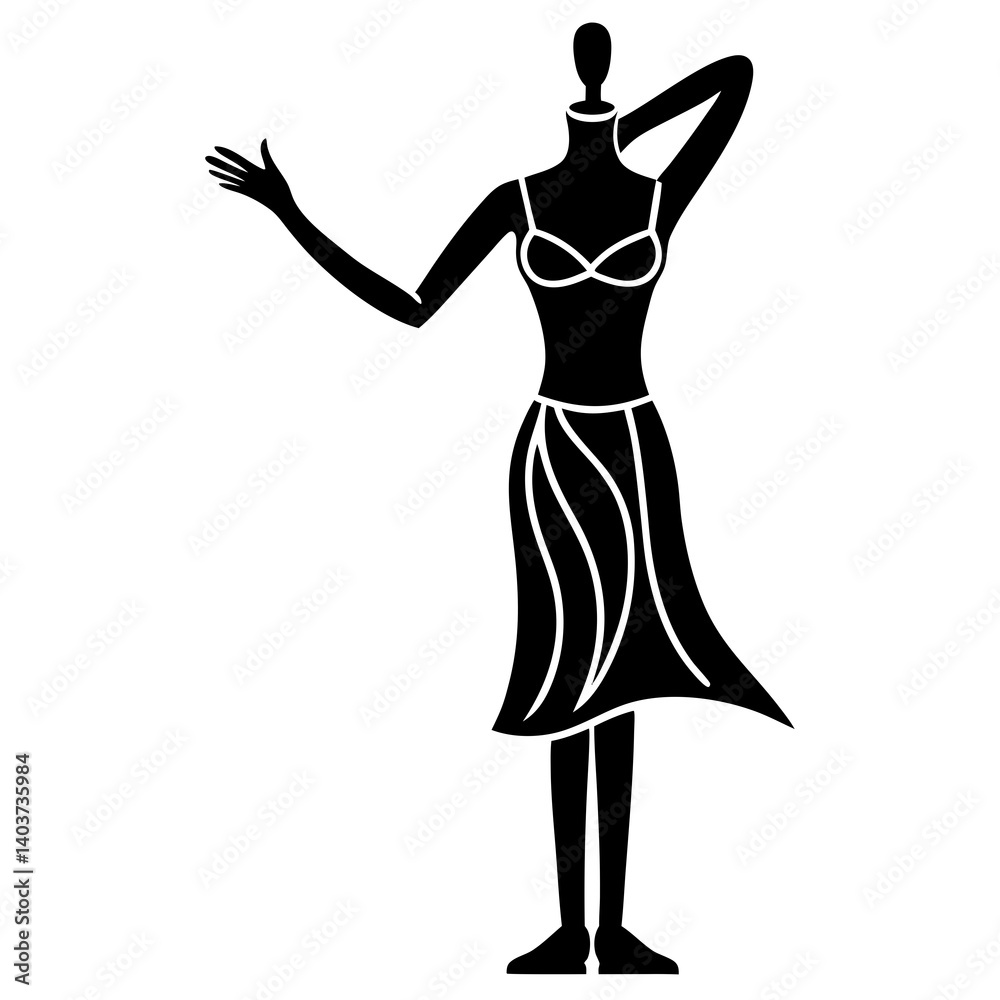 Vector silhouette of a mannequin with one arm raised as if holding an item Vector silhouette of a mannequin with one arm raised as if holding an item