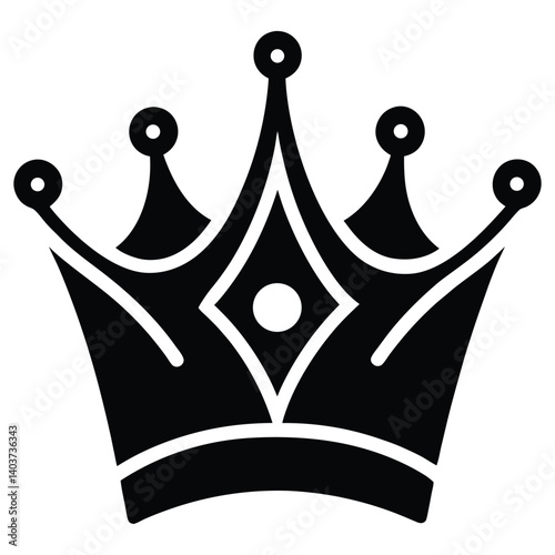 Stylized black silhouette crown with elegant curves