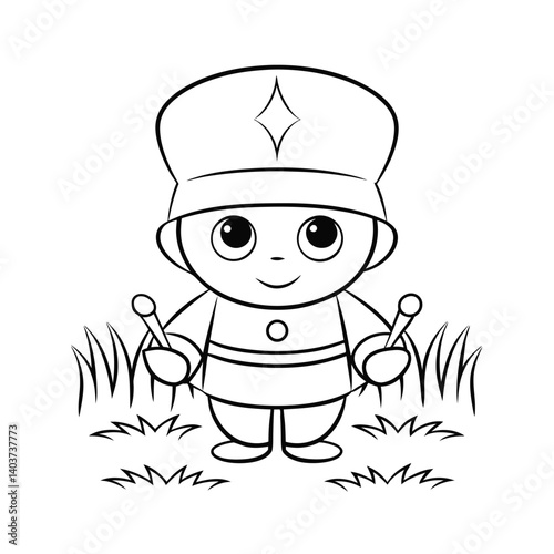 cute little drummer boy add grass and a tree col