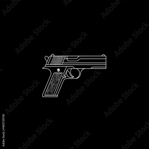 Gun icon isolated . Pistol illustration. Weapon symbol.