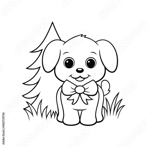 cute snowflakes falling around add grass and a tr
