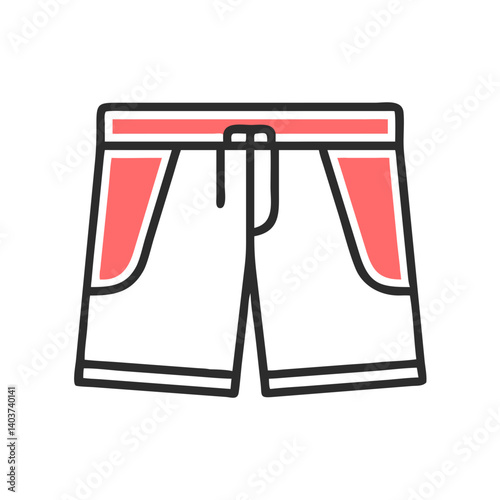 Shorts with Red Pockets in Minimalist Style on White Background  