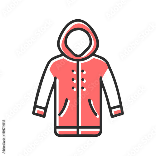 Stylish Raincoat Illustration in Bright Coral Color  