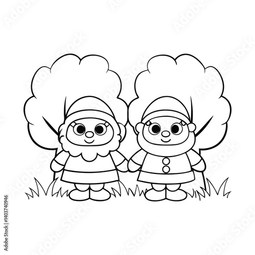 cute santa and mrs  claus waving  add grass and a  (1).eps