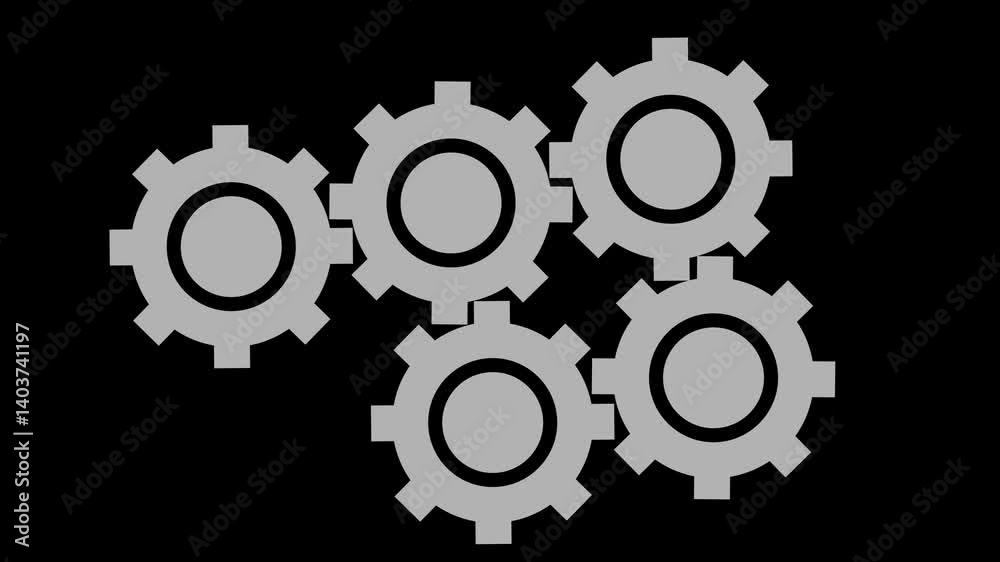 Neon icon Simple Minimal animation of Cog Wheels, slowly forming a chain. Loop on Blue background. Gears representing Teamwork. Neon icon Simple Minimal animation of Cog Wheels, slowly forming a chain. Loop on Blue background. Gears representing Teamwork.