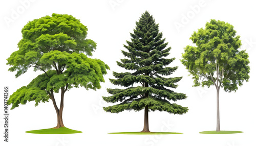 Collection of Trees isolated on white background