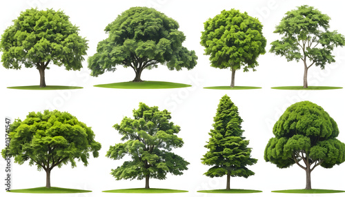 Collection of Trees isolated on white background