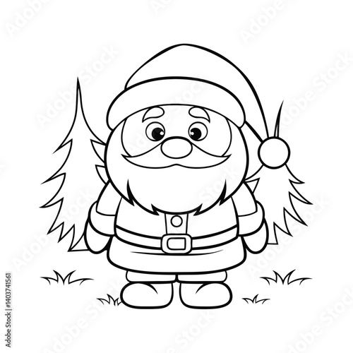 cute santa holding a gift bag  add grass and a tre.eps