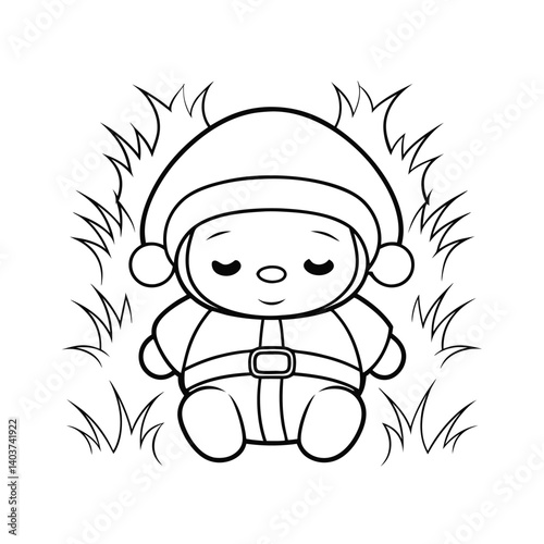 cute sleeping baby in santa outfit  add grass and  (1).eps