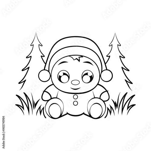 cute sleeping baby in santa outfit  add grass and  (3).eps