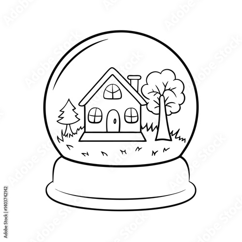 cute snow globe with house inside  add grass and a (2).eps