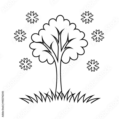 cute snowflakes falling around  add grass and a tr.eps