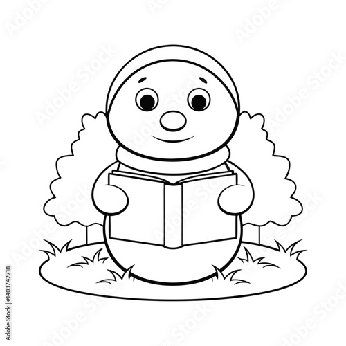 cute snowman reading a book  add grass and a tree  (1).eps