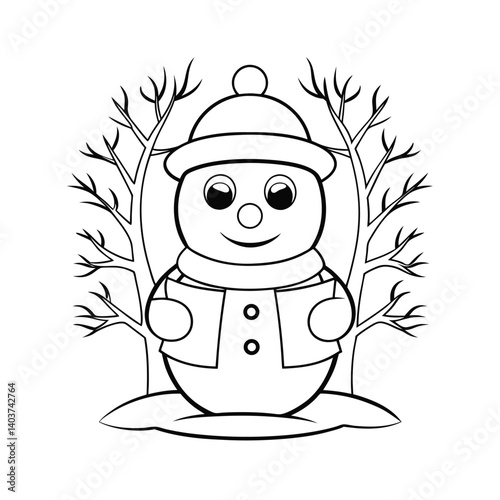 cute snowman reading a book  add grass and a tree  (3).eps
