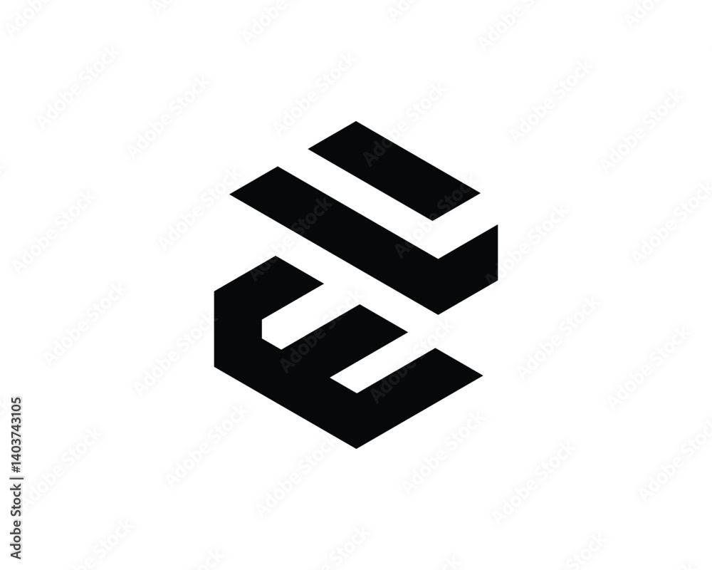 Initial EL Logo Polygon Shape Letter logo Design white background Initial EL Logo Polygon Shape Letter logo Design white background