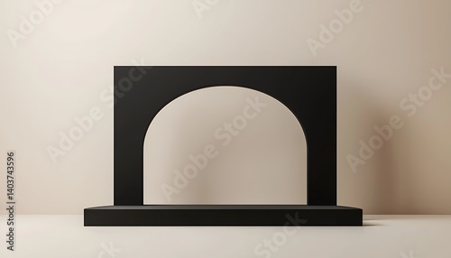 A bold black 3D mock-up frame, perfectly aligned on a smooth neutral background with generous space for text elements