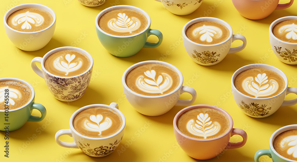 Latte Art Mosaic AI Generated Latte Art Mosaic AI Generated